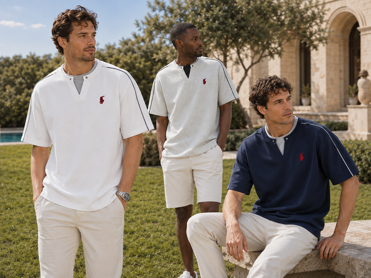 Ralph Lauren T-shirt Layered V-Notch Pony Logo Short Sleeve