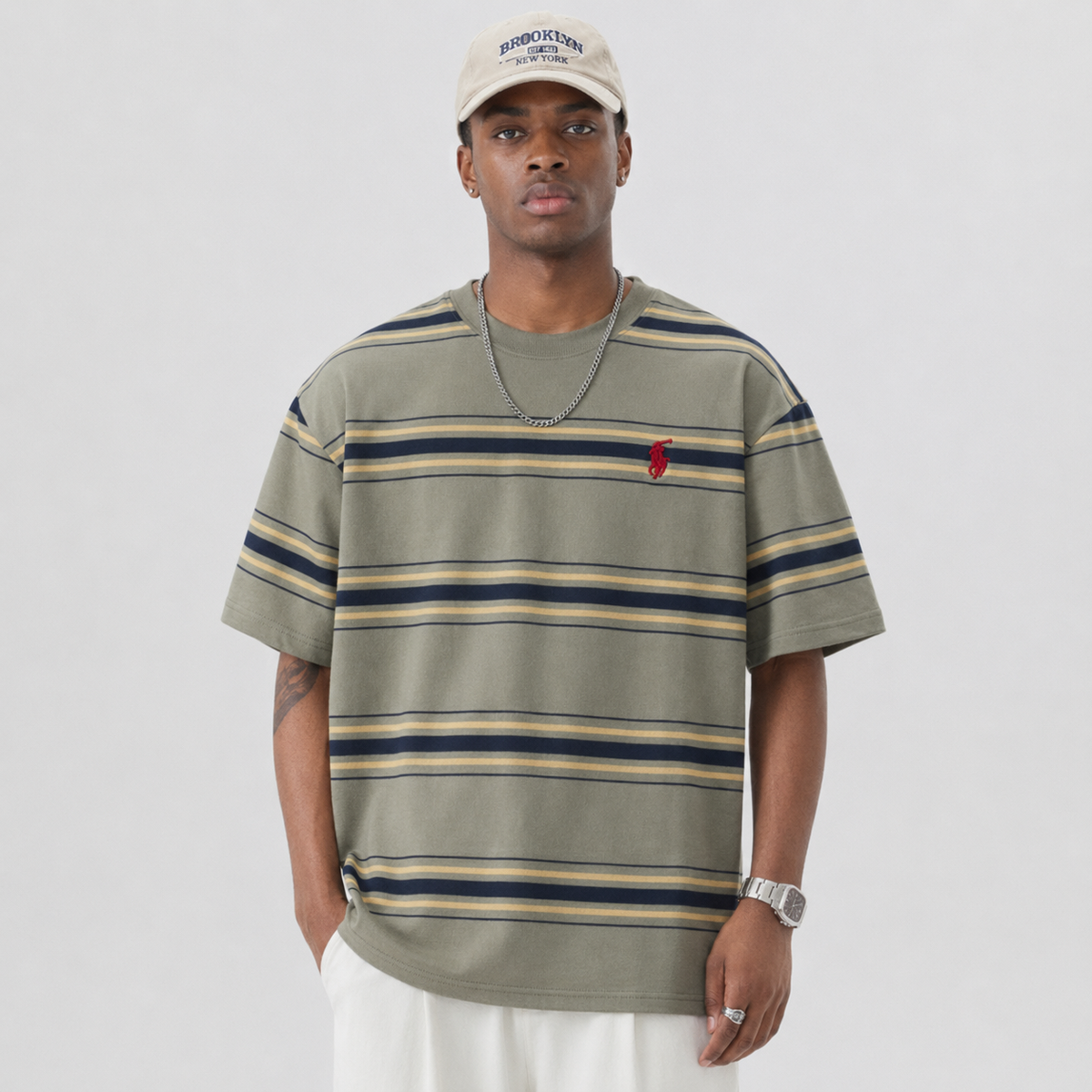 Ralph Lauren T-shirt Heritage Stripe Pony Logo Crew Neck Tee