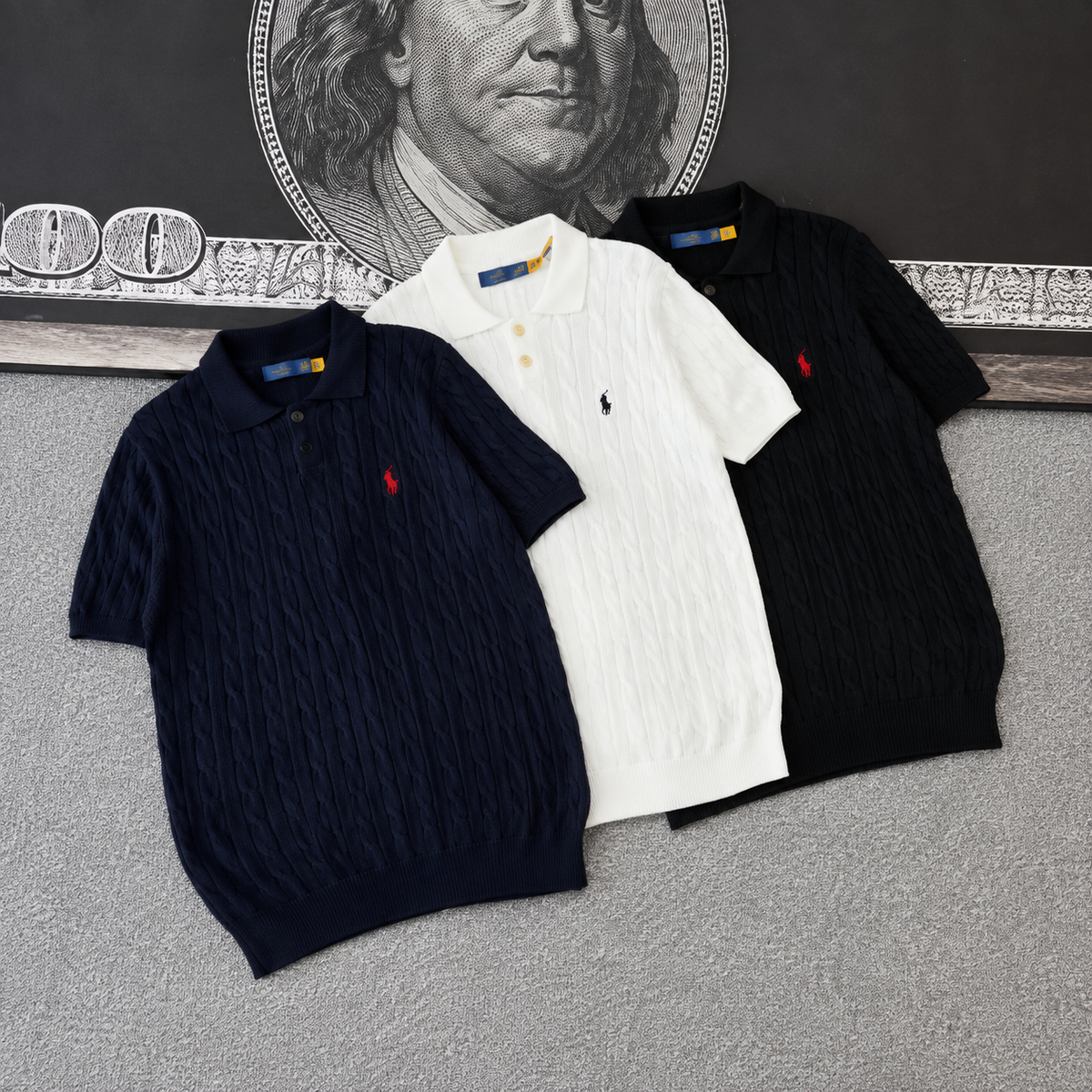 Ralph Lauren Polo Shirt Cable-Knit Cotton Yarn Short Sleeve Polo