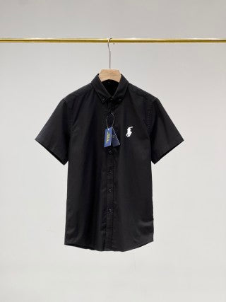 Ralph Lauren Shirt Solid 100% Cotton Short Sleeve Button-Up