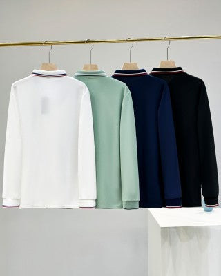 Ralph Lauren Striped Trim Long Sleeve Polo Shirt