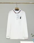 Ralph Lauren Striped Trim Long Sleeve Polo Shirt