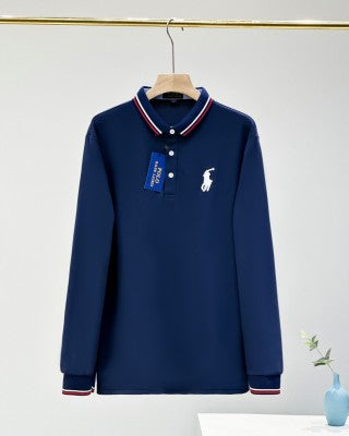 Ralph Lauren Striped Trim Long Sleeve Polo Shirt