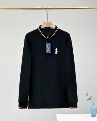 Ralph Lauren Striped Trim Long Sleeve Polo Shirt
