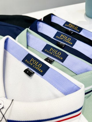 Ralph Lauren Striped Trim Long Sleeve Polo Shirt