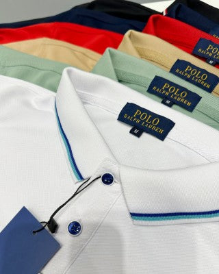 Ralph Lauren Tipped Trim 64s Cotton Mesh Polo Shirt