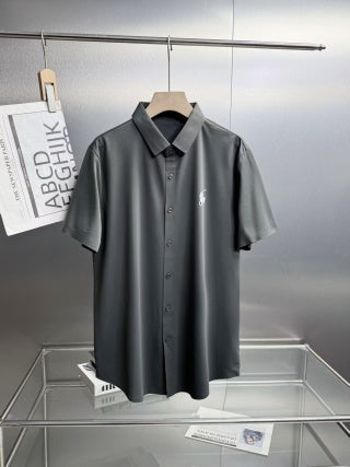 Ralph Lauren Shirt Solid Short Sleeve Wrinkle-Resistant Dress Shirt