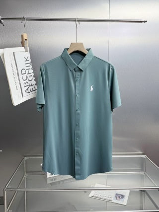 Ralph Lauren Shirt Solid Short Sleeve Wrinkle-Resistant Dress Shirt