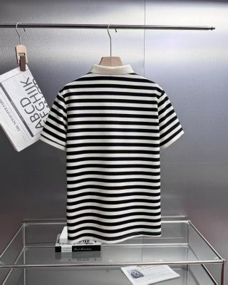 Ralph Lauren Polo Shirt Mulberry Silk Striped Short Sleeve Polo