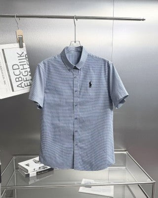 Ralph Lauren Shirt Micro Check Cotton Short Sleeve Casual Shirt