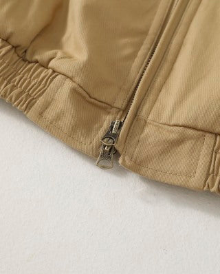 Ralph Lauren Outerwear Washed Twill Cropped Zip Jacket