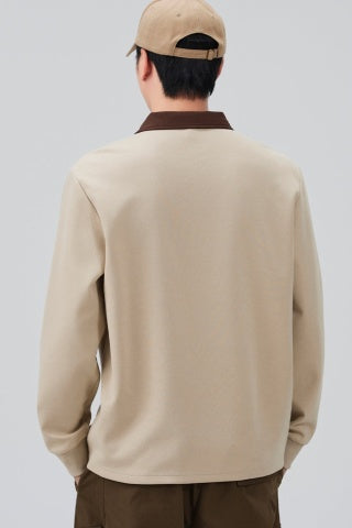 Ralph Lauren Contrast Collar Long Sleeve Polo Shirt