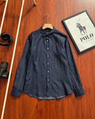 Ralph Lauren Shirt Lightweight Washed Tencel Denim Long Sleeve