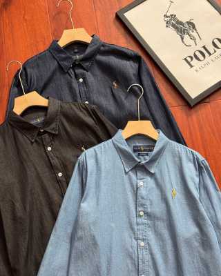 Ralph Lauren Shirt Lightweight Washed Tencel Denim Long Sleeve