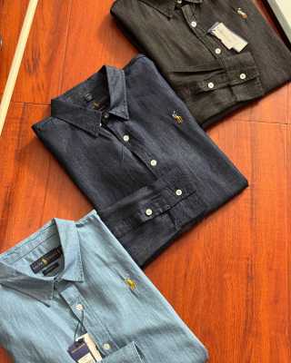 Ralph Lauren Shirt Lightweight Washed Tencel Denim Long Sleeve