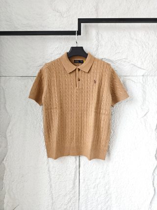 Ralph Lauren Solid Cable Knit Polo Shirt