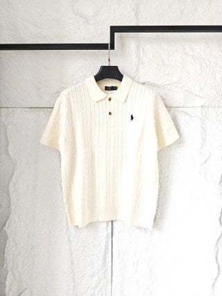 Ralph Lauren Solid Cable Knit Polo Shirt
