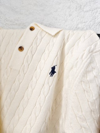 Ralph Lauren Solid Cable Knit Polo Shirt