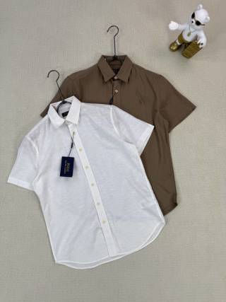 Ralph Lauren Shirt Linen Two-Tone Short Sleeve Shirt