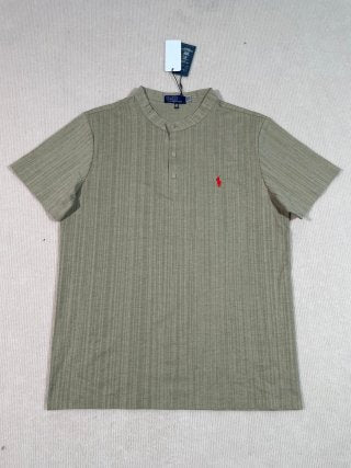 Ralph Lauren Polo Shirt Textured Henley Collar Short Sleeve Polo