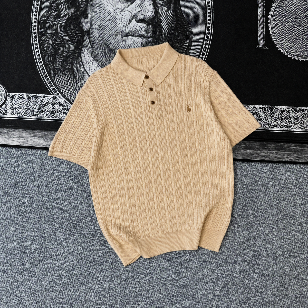 Ralph Lauren Polo Shirt Cable-Knit Cotton Short Sleeve Polo