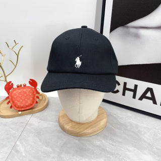 Ralph Lauren Hat Black White Pony Curved-Brim Baseball Cap