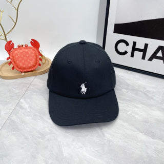 Ralph Lauren Hat Black White Pony Curved-Brim Baseball Cap