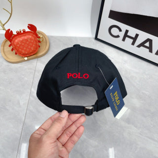 Ralph Lauren Hat Black Red Pony Clean-Crown Baseball Cap