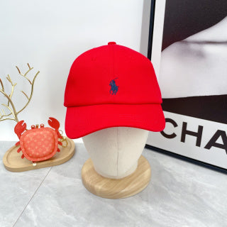 Ralph Lauren Hat Bright Red Navy Pony Curved-Brim Baseball Cap
