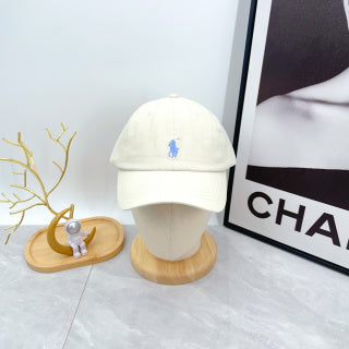 Ralph Lauren Hat Ivory Light Blue Pony Low-Profile Baseball Cap