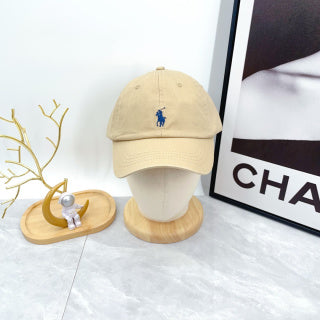 Ralph Lauren Hat Oat Beige Blue Pony Low-Profile Baseball Cap