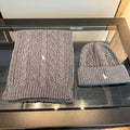 Ralph Lauren Hat Gray Cable-Knit Beanie and Scarf Set