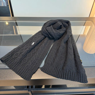 Ralph Lauren Hat Black Cable Knit Beanie and Scarf Set