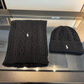 Ralph Lauren Hat Black Cable Knit Beanie and Scarf Set