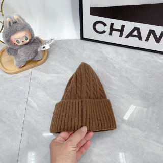 Ralph Lauren Hat Mocha Brown White Pony Cable Rib Beanie