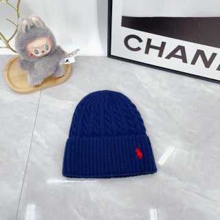 Ralph Lauren Hat Royal Navy Red Pony Textured Rib Beanie