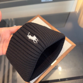 Ralph Lauren Hat Black Cable-Knit Fold-Cuff Beanie