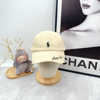 Ralph Lauren Hat Cream Black Pony Script Accent Baseball Cap
