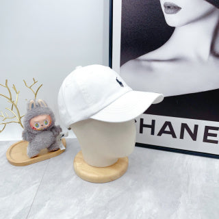 Ralph Lauren Hat White Black Pony Signature Brim Baseball Cap