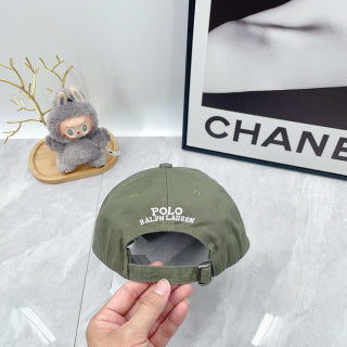 Ralph Lauren Hat Muted Olive Baseball Cap with Front Polo Bear Embroidery