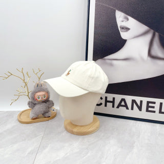 Ralph Lauren Hat Ivory Baseball Cap with Front Polo Bear Embroidery