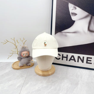 Ralph Lauren Hat Ivory Baseball Cap with Front Polo Bear Embroidery