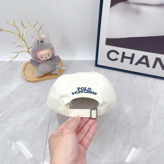 Ralph Lauren Hat Ivory Baseball Cap with Front Polo Bear Embroidery