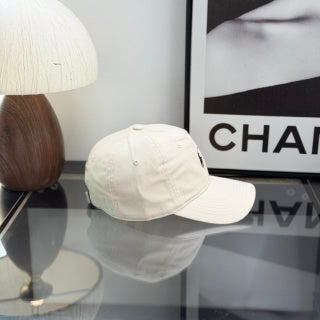 Ralph Lauren Hat Ivory Curved-Brim Baseball Cap with Black Pony Embroidery