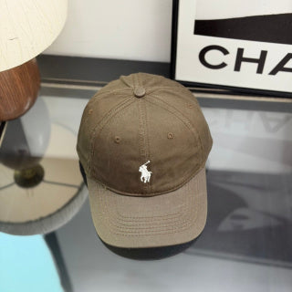 Ralph Lauren Hat Dark Walnut Brown Baseball Cap with White Pony Embroidery