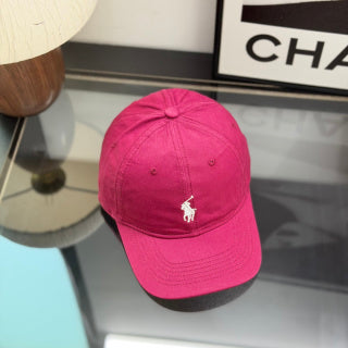 Ralph Lauren Hat Magenta Pink Baseball Cap with White Pony Embroidery