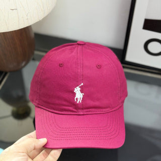 Ralph Lauren Hat Magenta Pink Baseball Cap with White Pony Embroidery