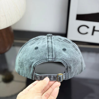 Ralph Lauren Hat Washed Charcoal Gray Baseball Cap with White Pony Embroidery