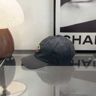 Ralph Lauren Hat Black Baseball Cap with Multicolor Front-Side Embroidery