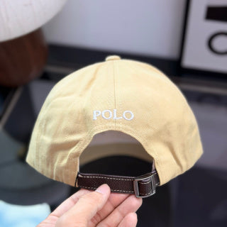 Ralph Lauren Hat Light Butter Yellow Baseball Cap with White Pony Embroidery
